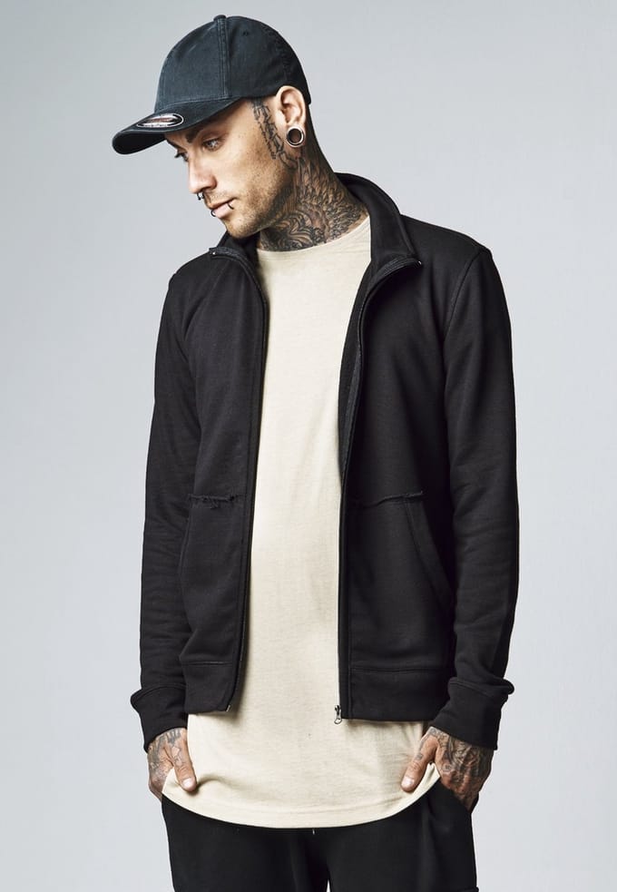 Urban Classics Sweater/trui met rits -M- Loose Terry Grijs