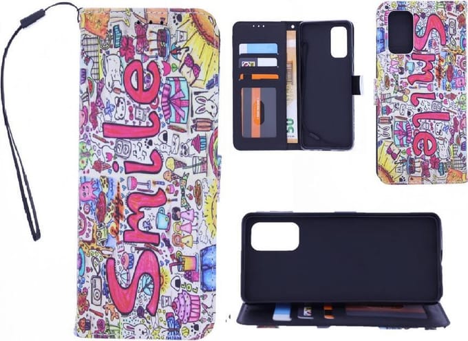 Oppo Find X2 Pro Bookcase hoesje met print - Smile Graffiti