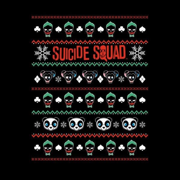 DC Suicide Squad Knit Pattern Women's Christmas T-Shirt - Black - L
