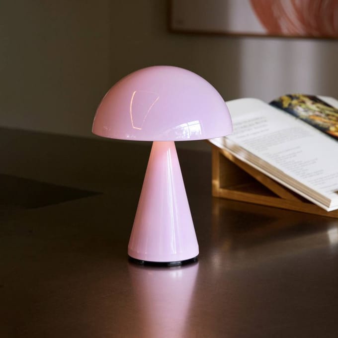 HÜBSCH LED tafellamp Mush, roze, hoogte 20 cm