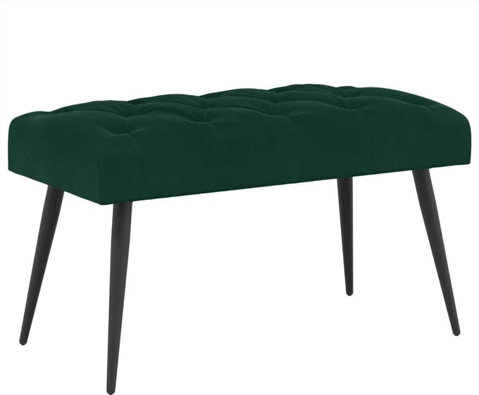 vidaXL - Bank - met - knopen - tufting - Donkergroen - 80 - x - 40 - x - 46 - cm - Fluweel
