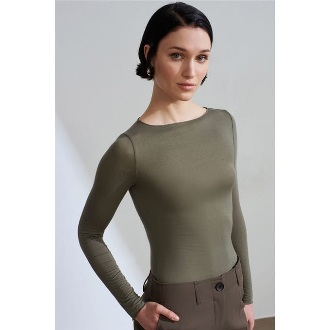 Slim Fit Boot Hals Lange Mouw Brei Blouse