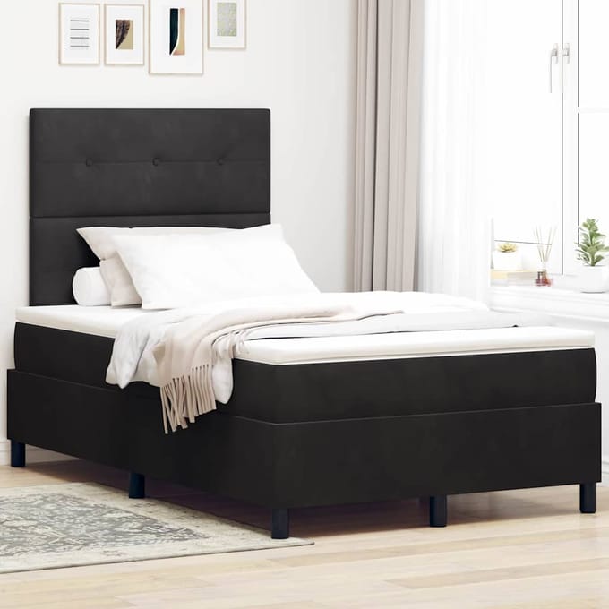 vidaXL - Boxspring - bed - met - hoofdeinde - Zwart - 120 - x - 190 - cm - Fluweel