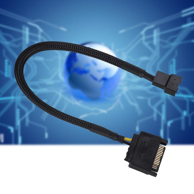 5 stuks SATA 15-pins naar 4-pins koelventilator voedingsadapterkabel converter 22AWG-kabel black