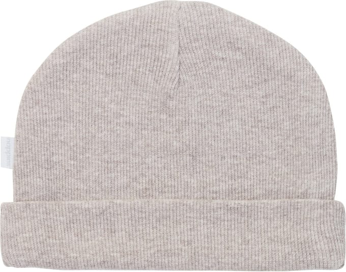 Noppies U Hat Rib Nevel Unisex Muts Maat 0M-3M - Taupe Melange