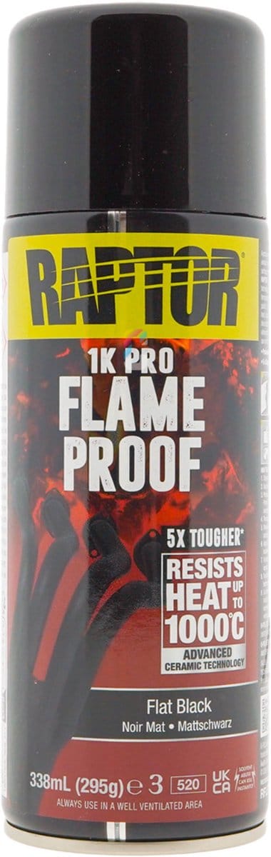 Raptor Flameproof - Hittebestendige Verf ZWART MAT spuitbus 400ml