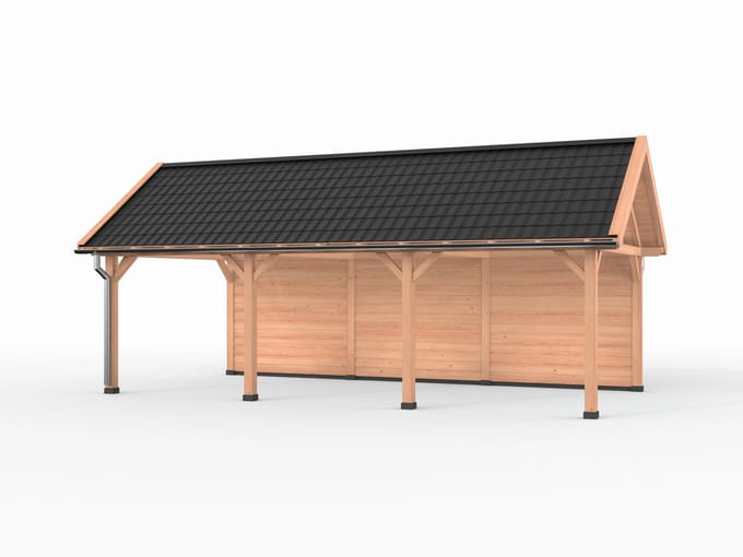 Douglas overkapping zadeldak, 900 x 400, met achterwand, Westwood Ruiter Premium