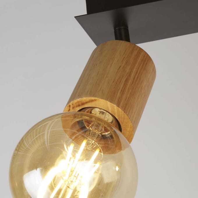 Searchlight SPINNY Spot Plafondlamp 2 Lichts Hout Zwart