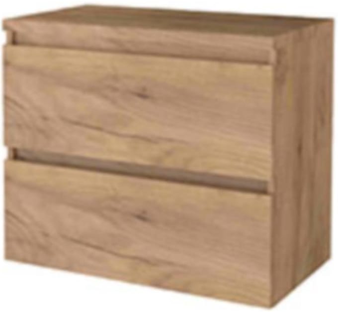 Basic-Line Start 46 Badkamermeubelset - 80 x 46 cm - Greeploos - 2 Lades - Wastafelblad - Whisky Oak