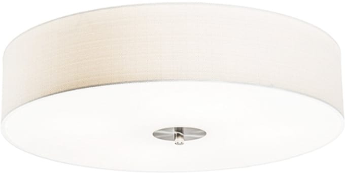 QAZQA Drum 50 Plafonnière - Met lampenkap - 4 Lichts - Ø50 cm - Wit
