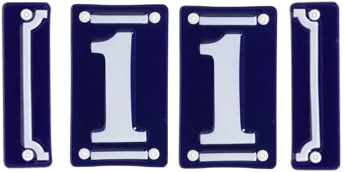 Best for Boots huisnummer 11 met sierrand - Oudhollands - emaille - blauw/wit