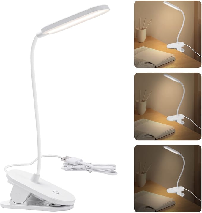 Aigostar Bureaulamp LED Dimbaar- Touch Control - 3 Helderheid - Verstelbare Leeslamp - Klemlamp - Leeslamp - Bedlamp - Wit