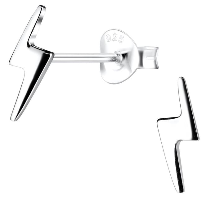 Joy|S - Zilveren bliksem oorbellen - 3 x 9 mm