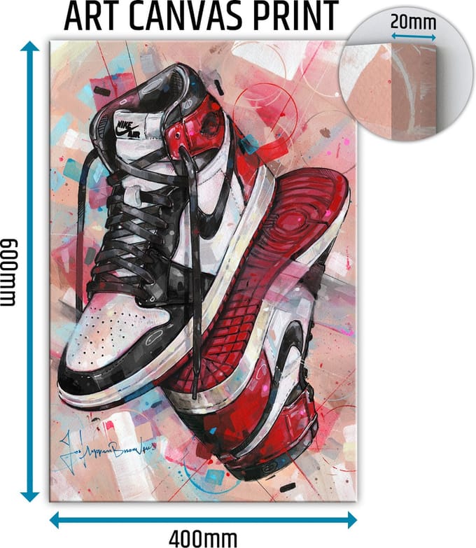 Sneaker canvas upside down black toe 40x60 cm