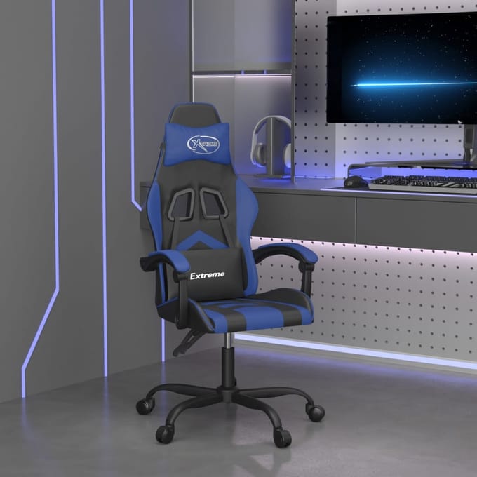 vidaXL - Gamestoel - kunstleer - zwart - en - blauw