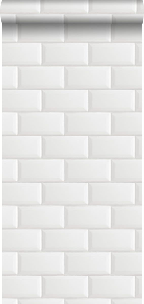ESTAhome behang tegelmotief wit - 53 cm x 10.05 m - 139120
