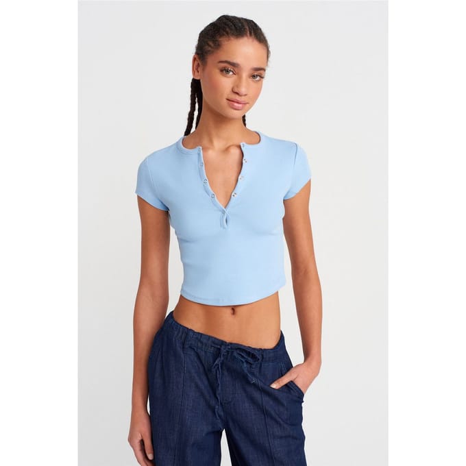 Dames Slim-fit Ribgebreide Crop Blouse
