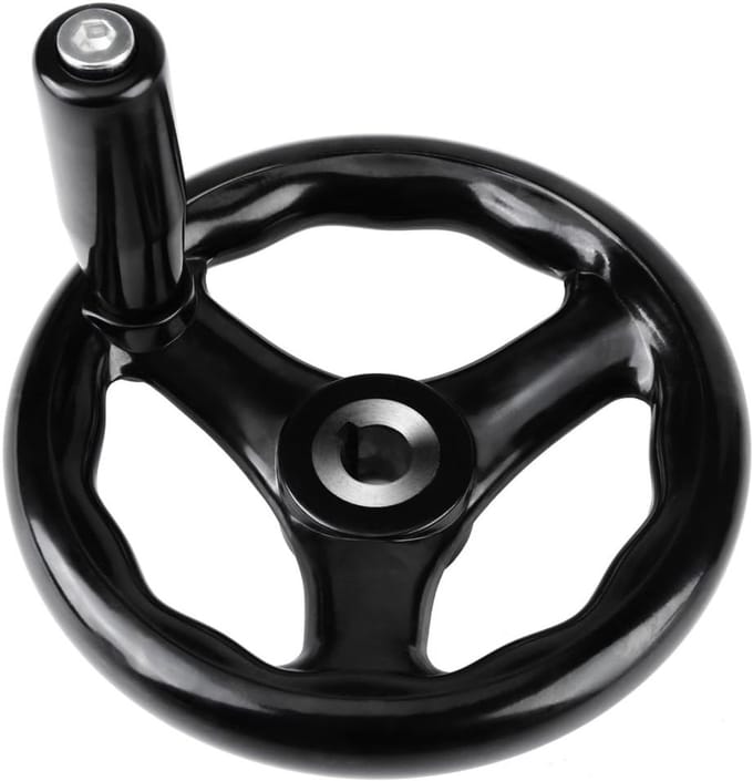 Handwiel - Machineonderdeel - Machinebediening - Drie spaaks ontwerp - 125 mm diameter - Zwart