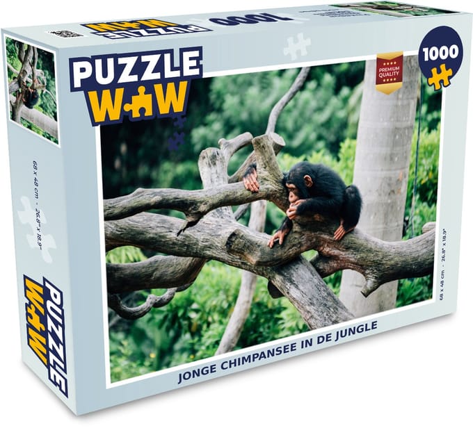 Puzzel Jonge chimpansee in de jungle - Legpuzzel - Puzzel 1000 stukjes volwassenen