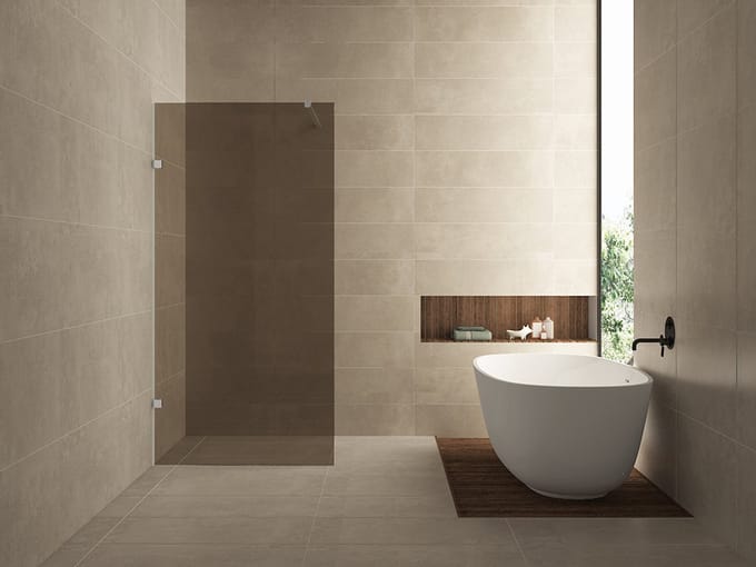 Less inloopdouche 1200 x 2000 mm – Nano vintage brons glas | Chroom – Profielloos