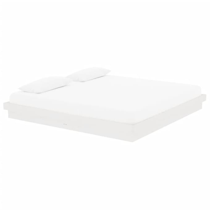 vidaXL - Bedframe - massief - hout - wit - 200x200 - cm