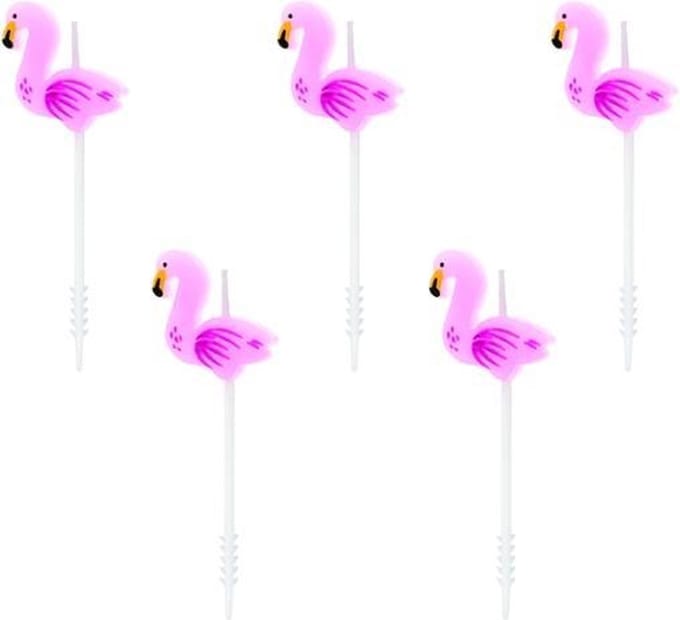 Partydeco - Flamingo Taartkaarsjes 5 stuks