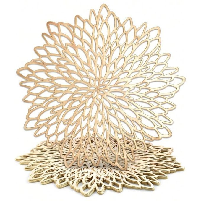 Ronde placemats met goudkleurig bloemenpatroon 1PC&one-size