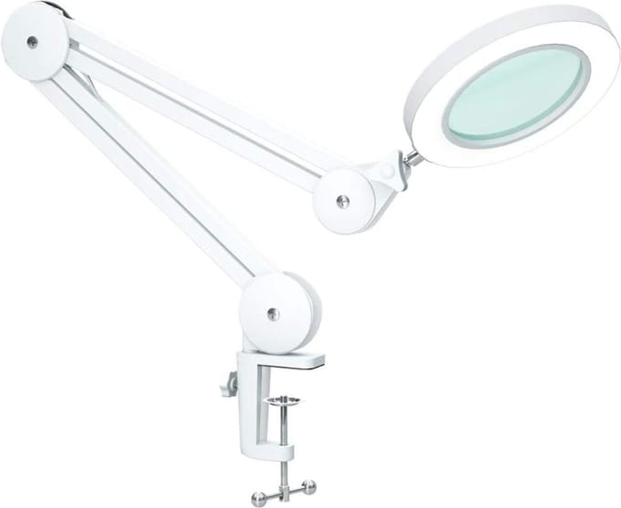 White-Label® Loeplamp met Standaard - Lamp met Led Verlichting - Wit