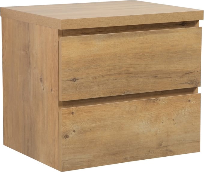 Badplaats Wastafelkast Angela 60 x 48 cm – Eiken – Hangend Wastafelmeubel Met Bovenblad