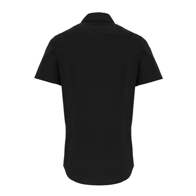 Premier Heren Poplin Stretch Overhemd met Korte Mouwen (Zwart)