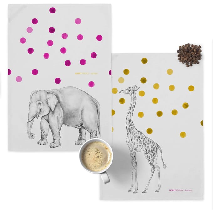 Set van 2 theedoeken Savanna | Happy Friday