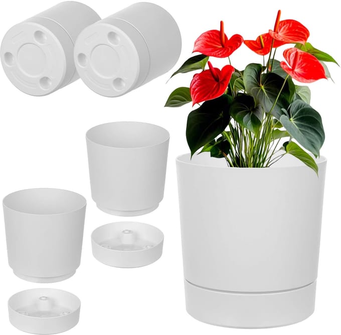 KADAX Bloempot met standaard AURA 200 wit, verpakking van 2