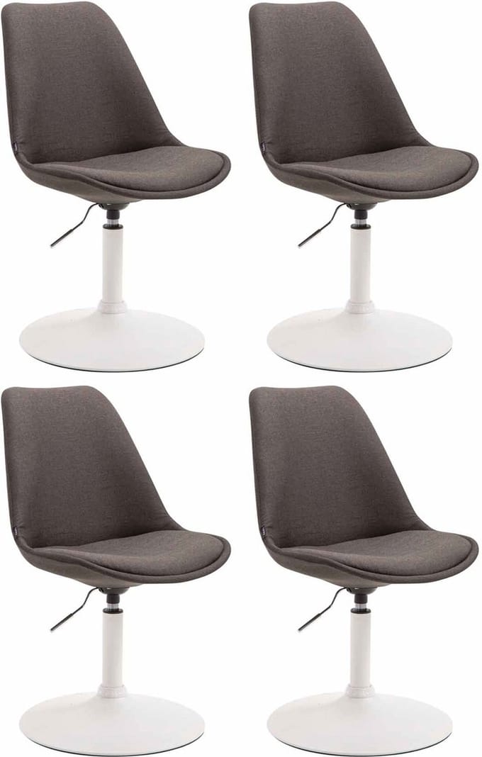 CLP Maverick Set van 4 Eetkamerstoelen - Stof donkergrijs wit