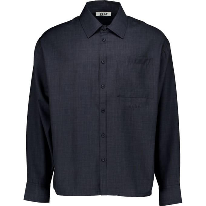 Olaf Wool Blend Boxy Ls Shirt Lange Mouw Overhemden Grijs M240311