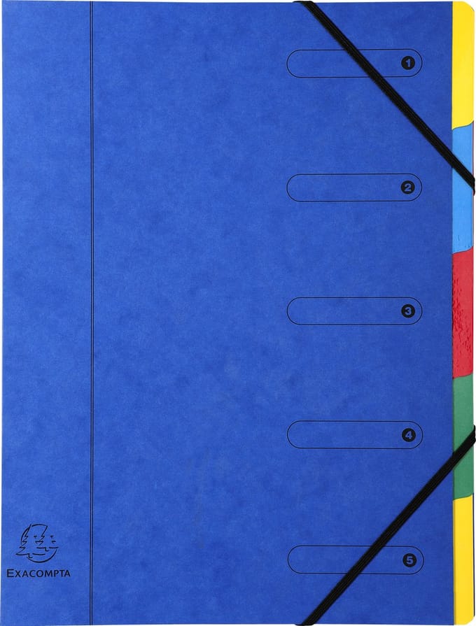 Exacompta 8x Sorteermap Harmonika met uitrekbare rug en elastosluiting - 5 indelingen - Geassorteerd - 5205E