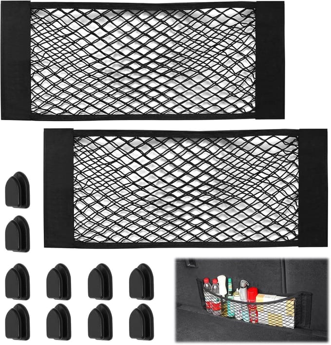 Famanu - Auto mesh organizer set van 2 zelfklevend opbergnet 25 x 60 cm