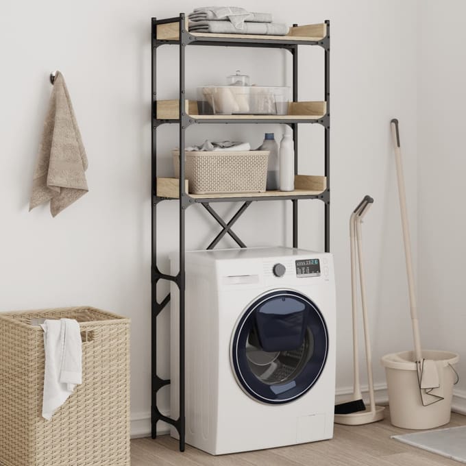 vidaXL - Wasmachinekast - 67x25x163 - cm - bewerkt - hout - sonoma - eikenkleurig