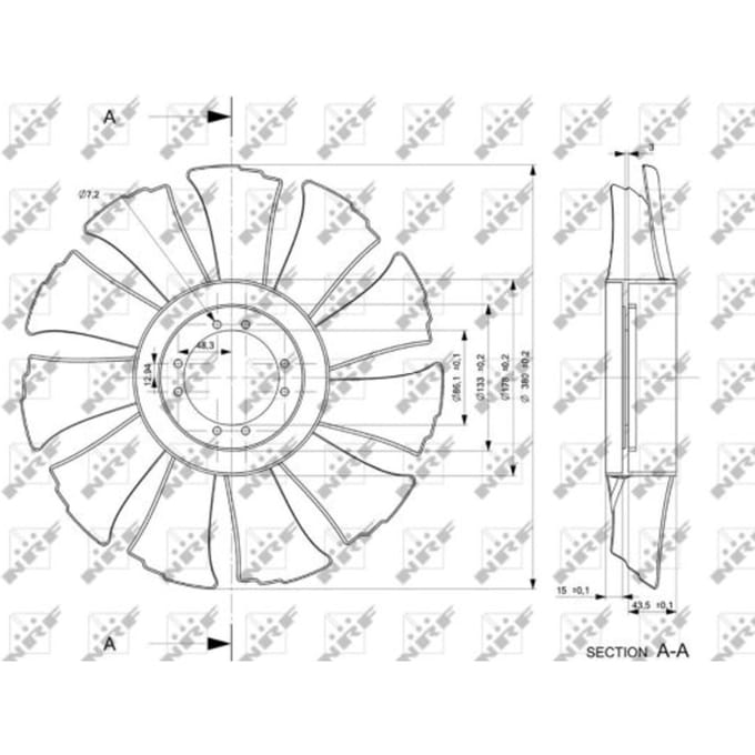 Ventilatorwiel, motorkoeling NRF 49846