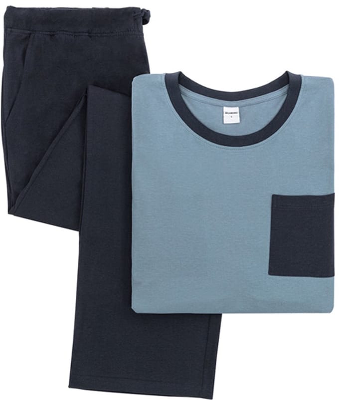Milanoro - Katoenen pyjama voor heren - Blauw - XL