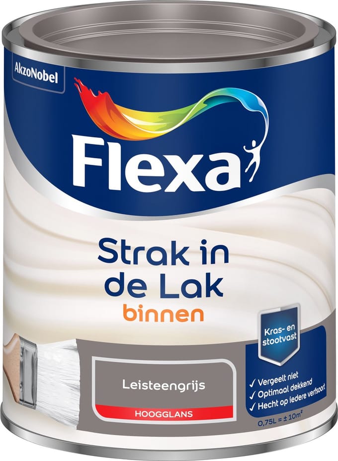 Flexa - Strak In De Lak Binnenlak Hoogglans - Leisteengrijs - 750 Ml