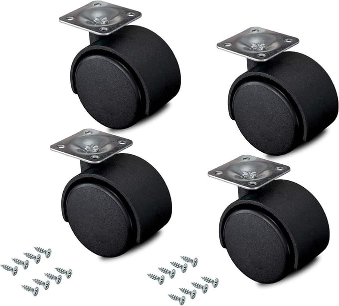 Set van 4 Zwenkwielen 40 mm met Draaiplateau