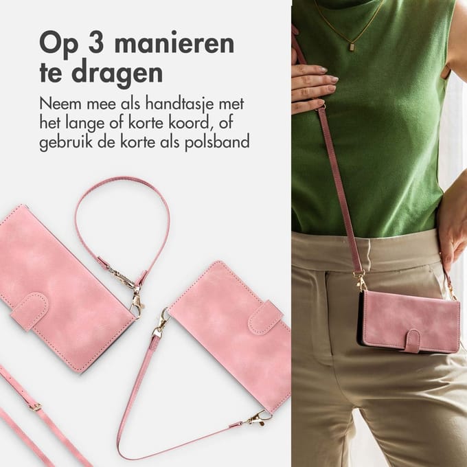 imoshion Hoesje - Geschikt voor Apple iPhone 16 - Bookcase met koord - Roze