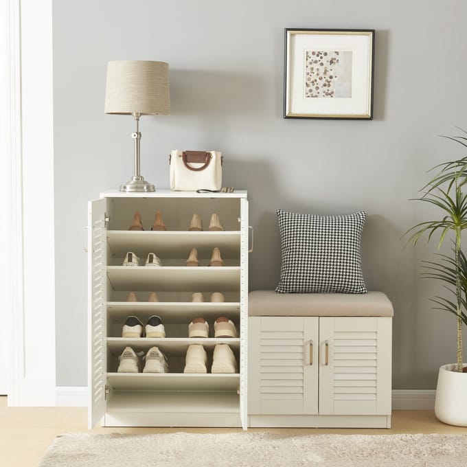 Schoenenkast Løten 97x120x36 cm wit [en.casa]
