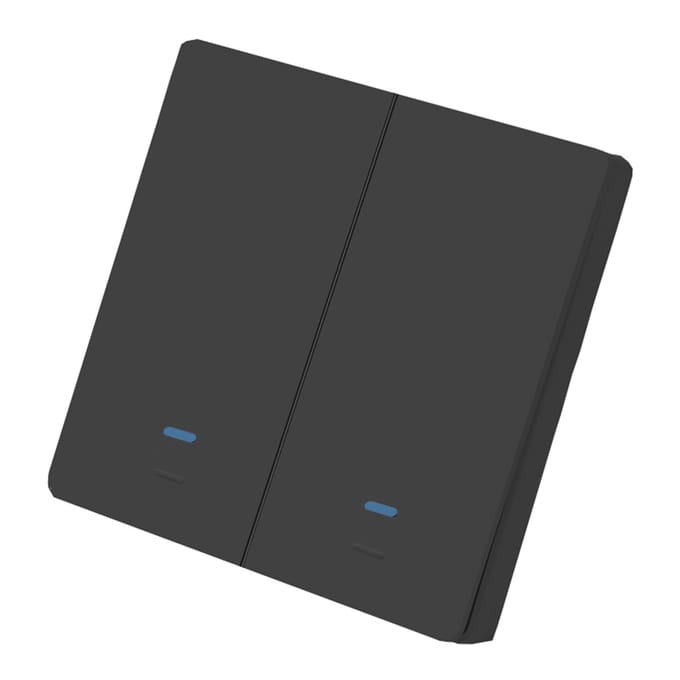 Wi-Fi Smart Switch Lichtschakelaar Drukknop Spraakbesturing, Afstandsbediening, Touch Control Compatibel 2 Gang zwart
