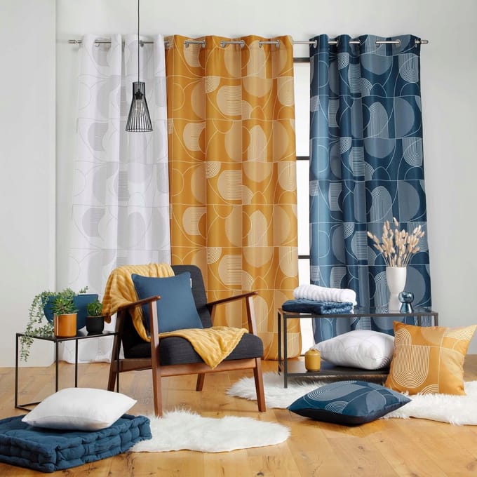 Gele plaid ESQUISSE met patroon 125x150 cm