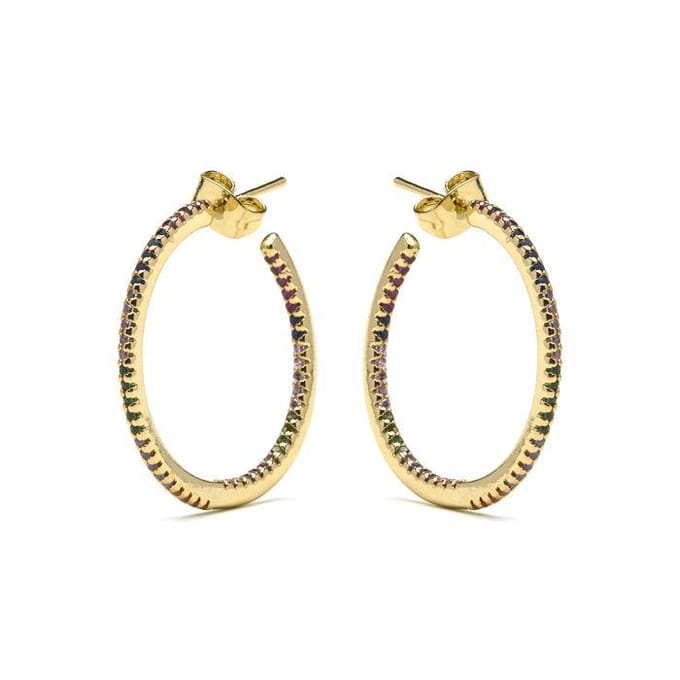 Boucles d'oreilles Luxenter avec Zirconia brillant finition or 18k - Firmou beige