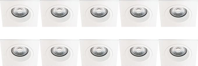 Spot Armatuur 10 Pack - Pragmi Rodos Pro - GU10 Inbouwspot - Vierkant - Wit - Aluminium - 93mm