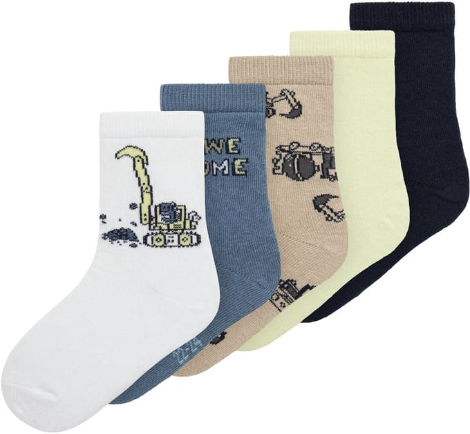 Name It Jongens Sokken NMMVAGN Print/Effen 5-Pack Multicolor - Maat 28/30