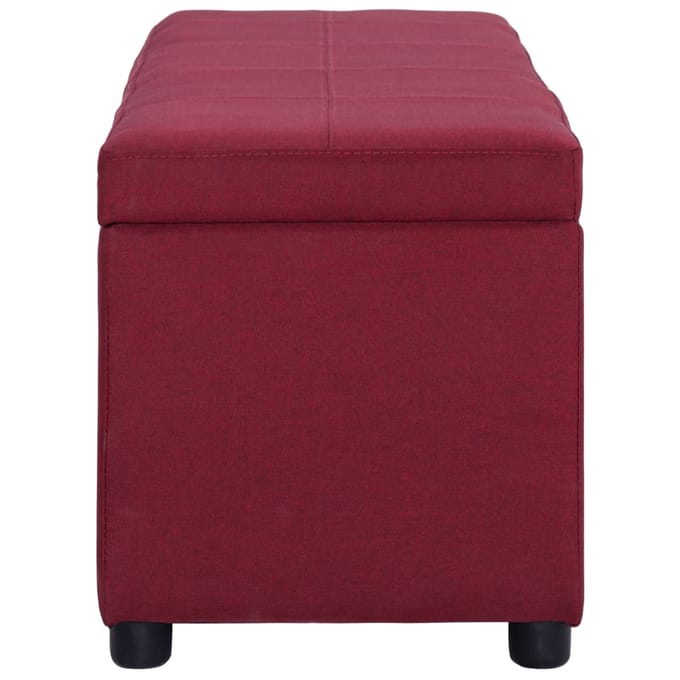 vidaXL - Bankje - met - opbergvak - 116 - cm - polyester - wijnrood