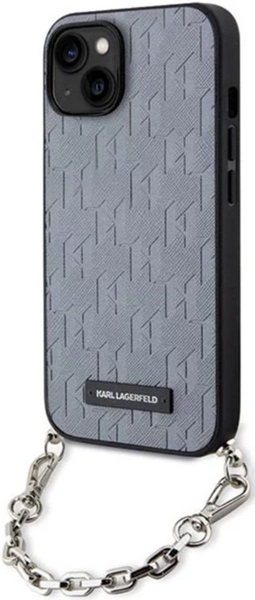 Karl Lagerfeld Saffiano Monogram Back Case - Geschikt voor Apple iPhone 14 (6.1") - Grijs